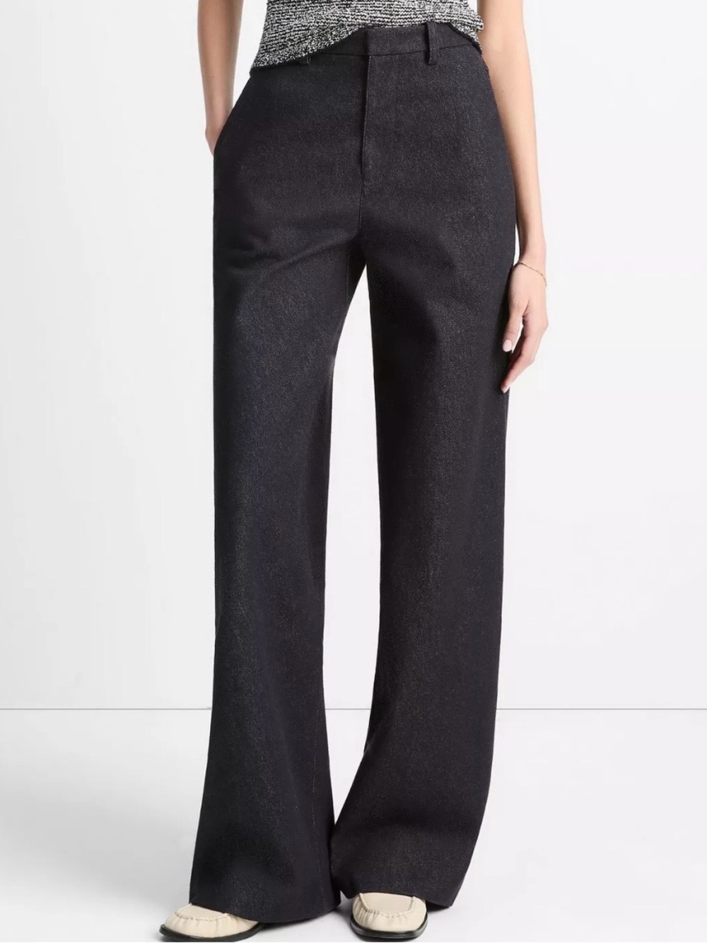 Italian Cotton High-Waist Wide-Leg Pant